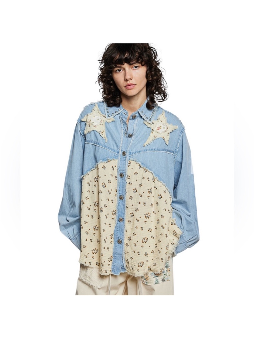 POL Star Denim Patchwork Shacket - Picture 2 of 3